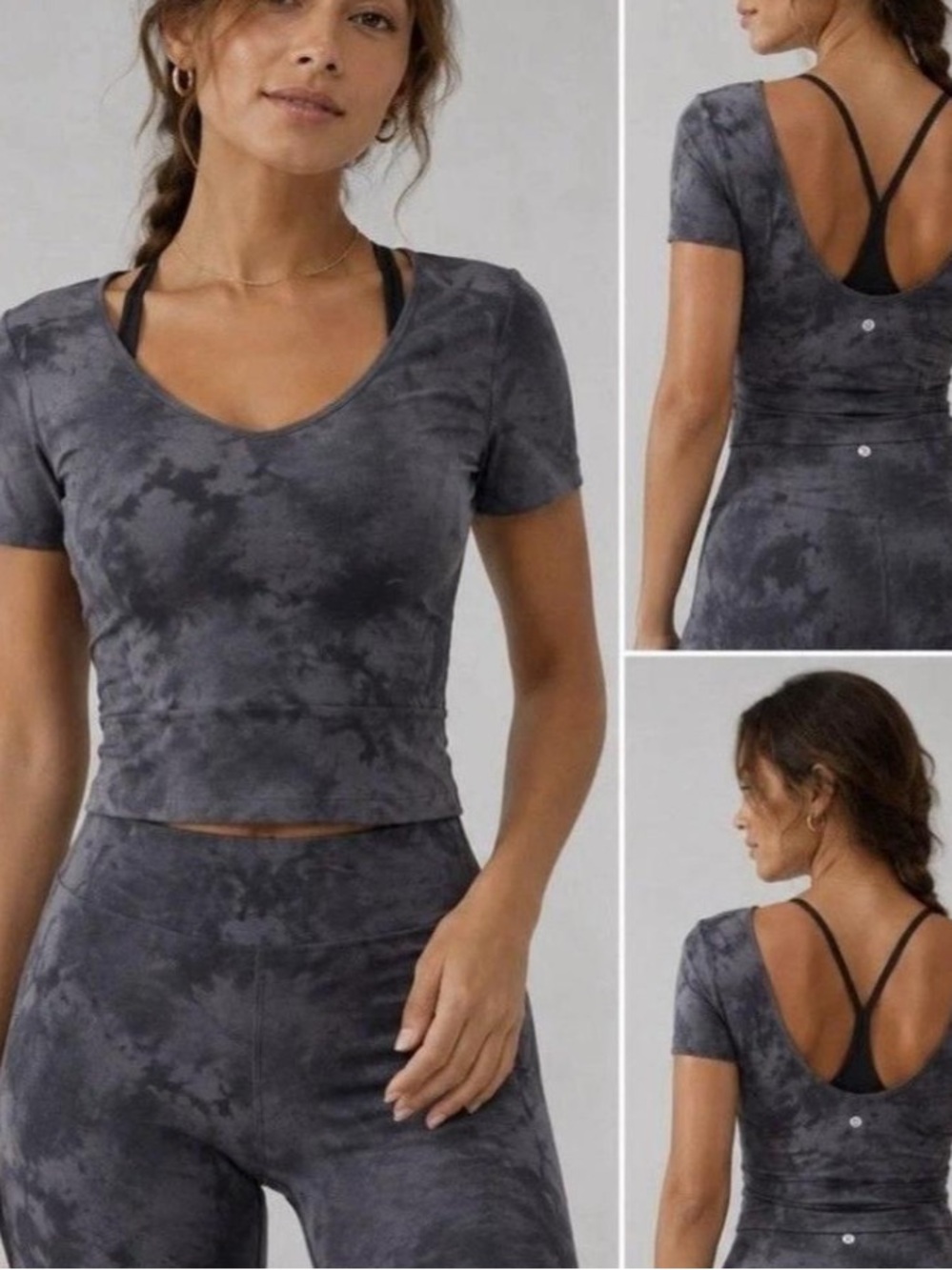 Lululemon Align Crop Tee in Grey and Black Space Dye